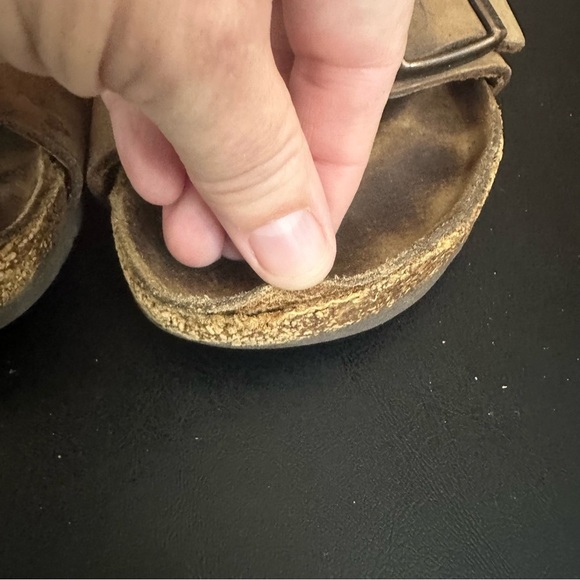 Birkenstock Arizona Slip On Brown Soft Leather 38 Two Adjustable Straps *Read* - Picture 7 of 11